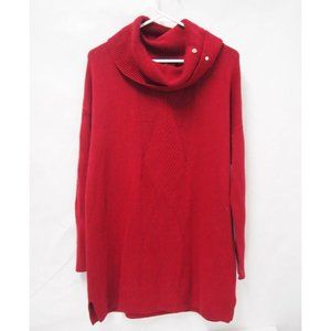 White House Black Market Womens Tunic Sweater XS Cranberry Red Cowl Neck Knit